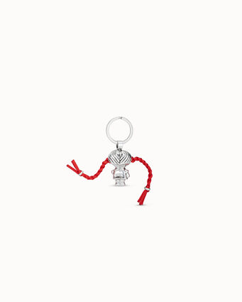 Sterling silver-plated girl and braids key-ring